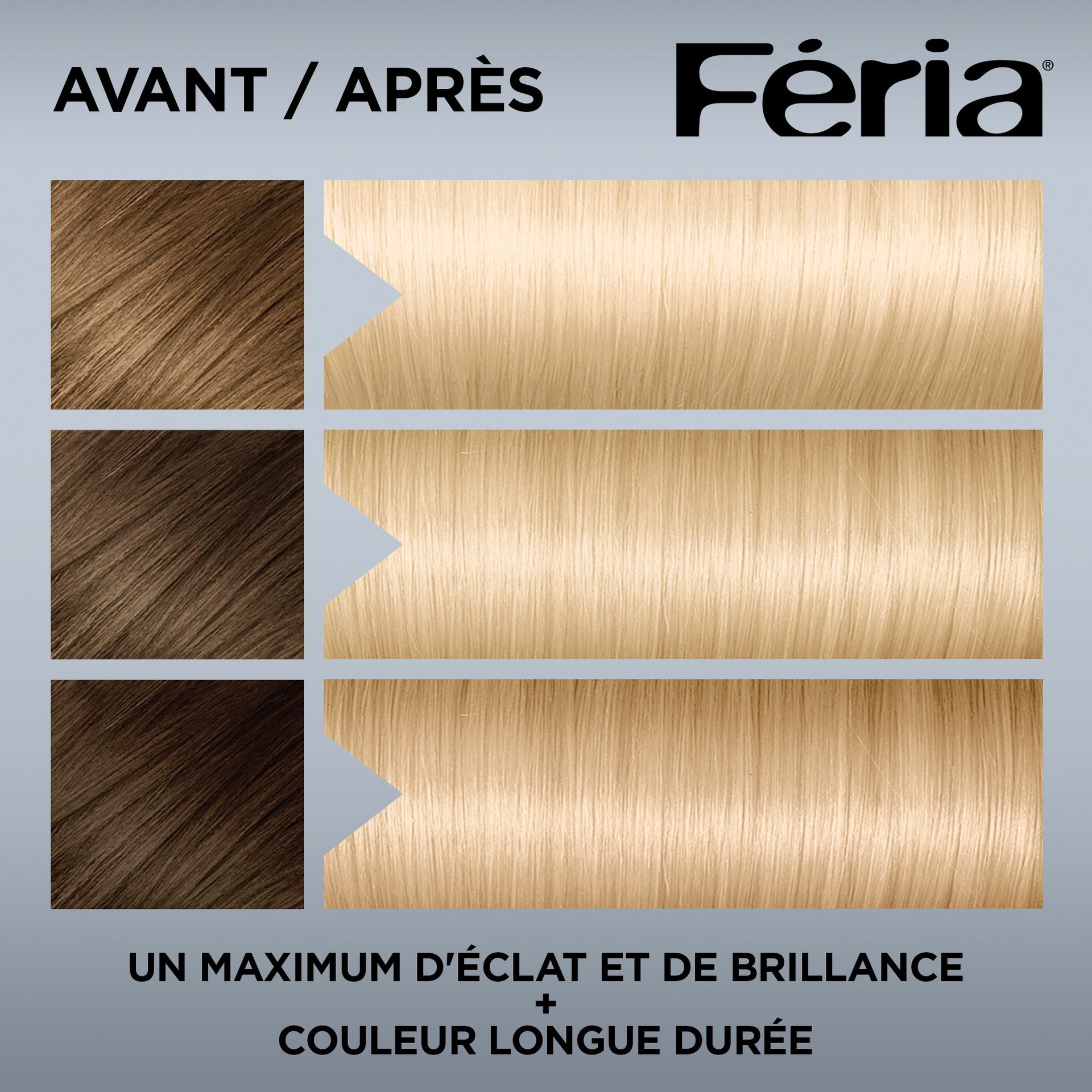 Avant et après la coloration Feria 11.21 Blond Ultra Perlé